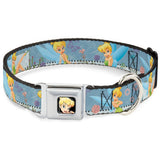 Tinker Bell CLOSE-UP Full Color Seatbelt Buckle Collar - Tinker Bell Garden Poses