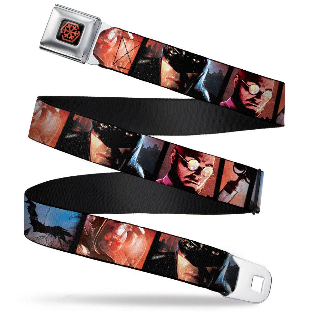 Arkham City Snowflake Full Color Black Red Seatbelt Belt - Batman Arkham City 3-Character/2-Scene Panels Webbing