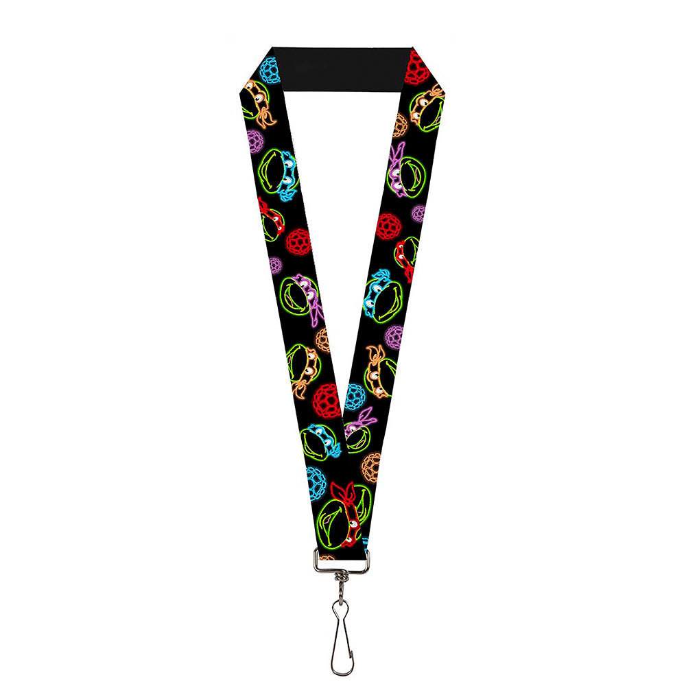 Lanyard - 1.0" - Classic TMNT Electric Expressions Turtle Shells Black Multi Neon