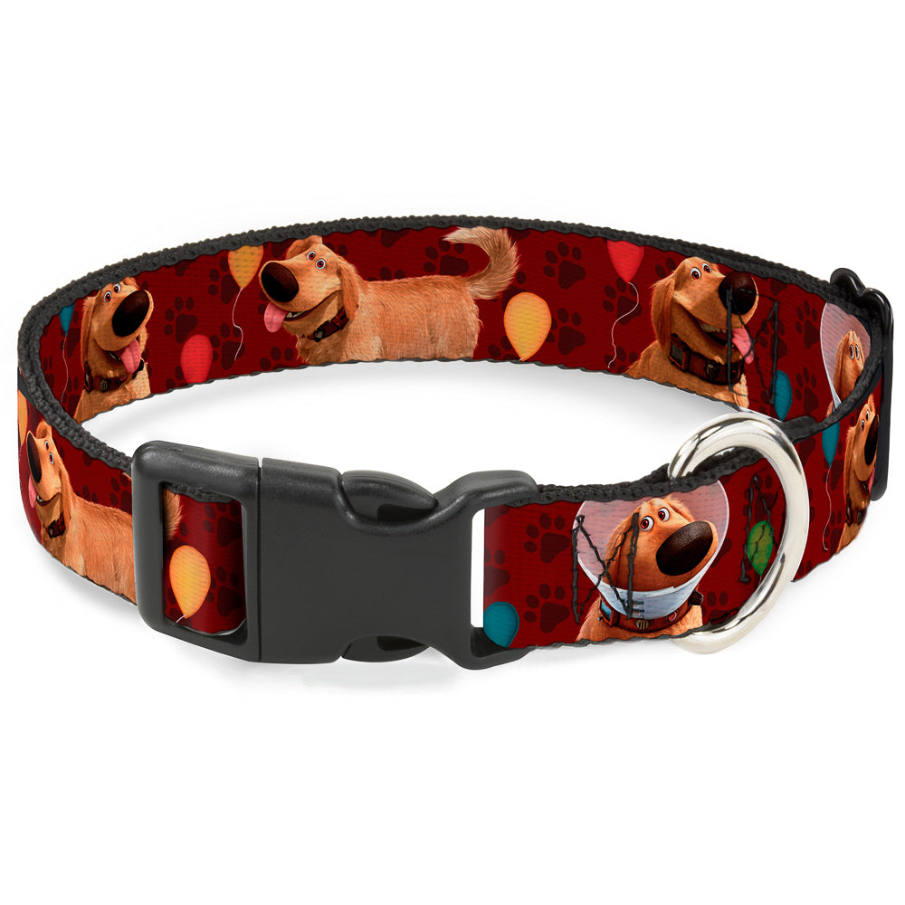 Plastic Clip Collar - Dug 4-Poses/Balloons/Paw Print Reds