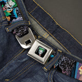 Joker Laughing Face CLOSE-UP Black Seatbelt Belt - Joker BANG Gun Alley Pose CLOSE-UP Webbing