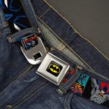 Batman Full Color Black Yellow Seatbelt Belt - Batman & Joker Comic Strip Webbing