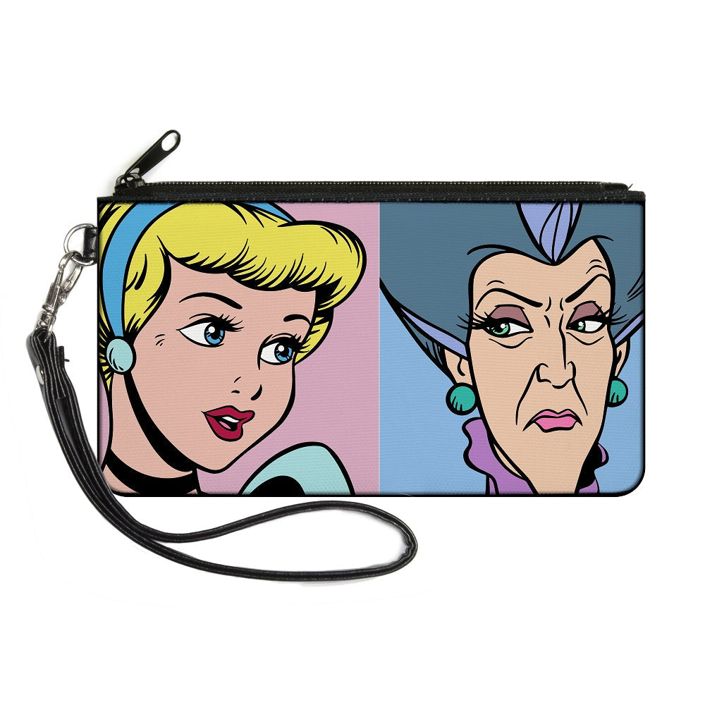 Canvas Zipper Wallet - SMALL - Cinderella and Wicked Step Mother Lady Tremaine Face Blocks