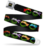 Classic TMNT Logo Full Color Seatbelt Belt - Classic Teenage Mutant Ninja Turtles Electric Expressions Black/Multi Neon Webbing