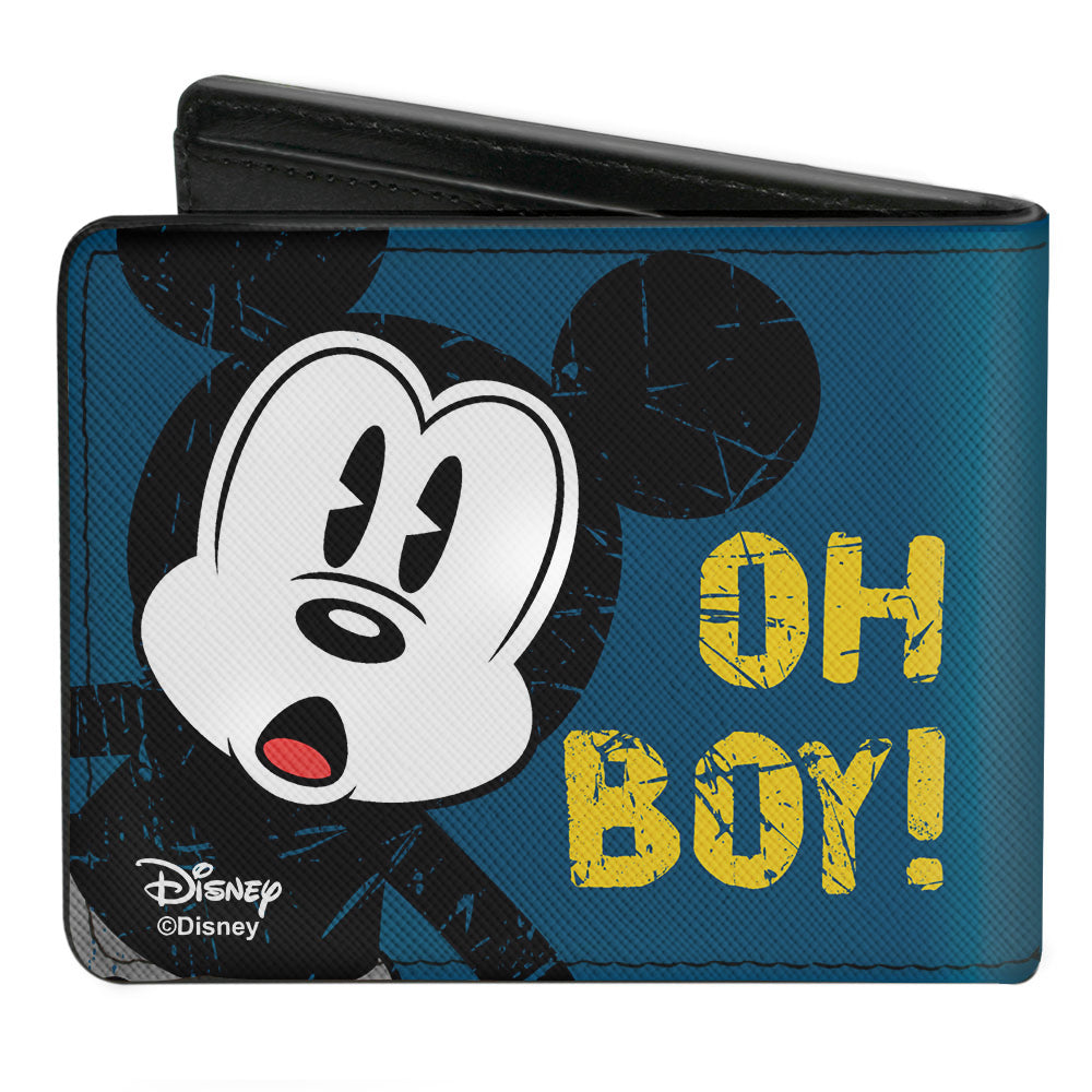 Bi-Fold Wallet - Mickey Mouse OH BOY! Pose Weathered Blue Gold