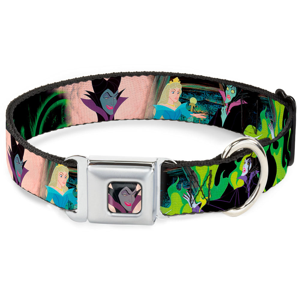 Maleficent Face2 Full Color Light Pink Glow Seatbelt Buckle Collar - Princess Aurora & Maleficent Scenes