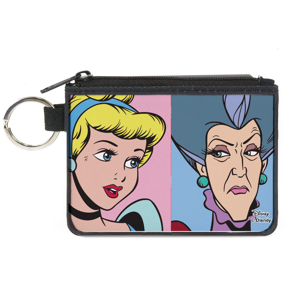 Canvas Zipper Wallet - MINI X-SMALL - Cinderella and Wicked Step Mother Lady Tremaine Face Blocks