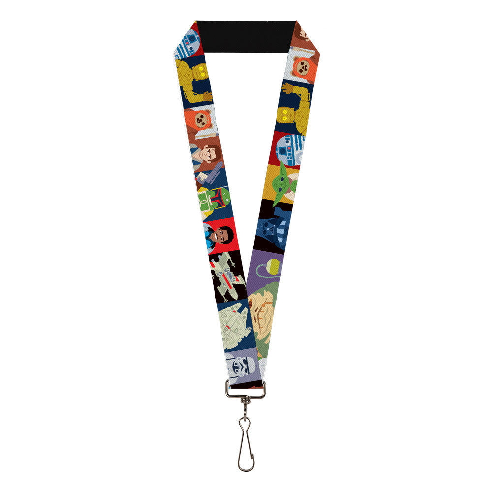 Lanyard - 1.0" - Star Wars Classic 16-Character Pose Blocks Multi Color