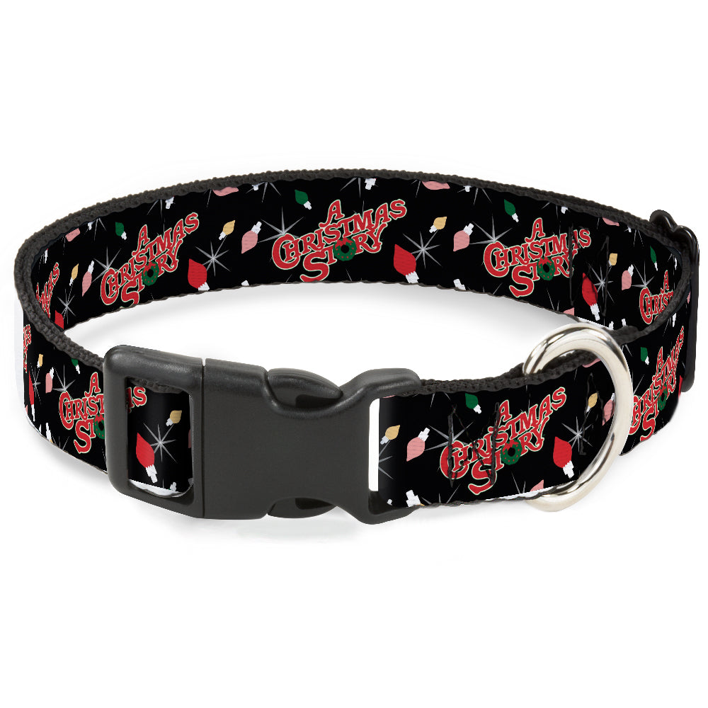 Plastic Clip Collar - A CHRISTMAS STORY Title Logo and Lights Black/Reds