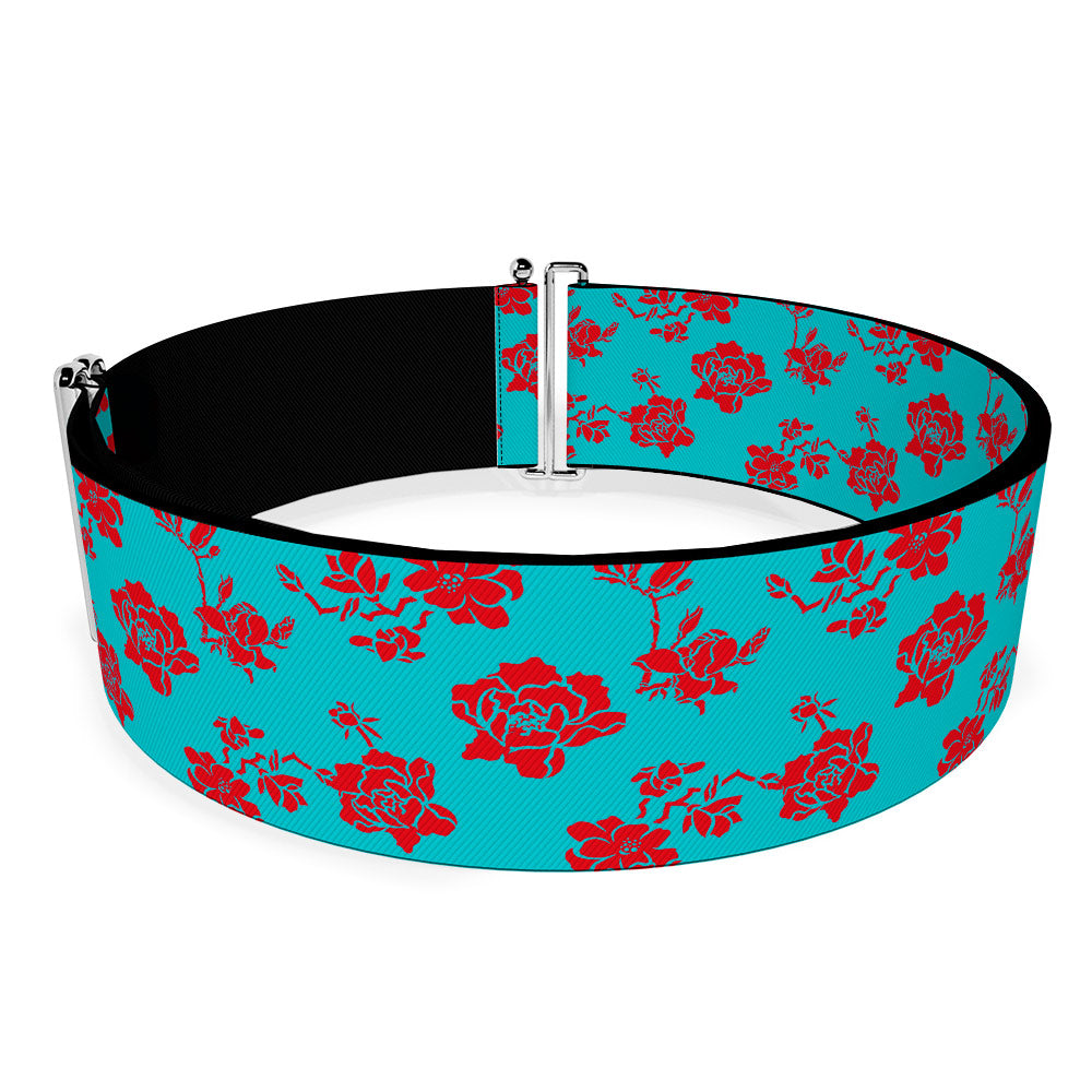 Cinch Waist Belt - MULAN Kanji Floral Collage Turquoise Red