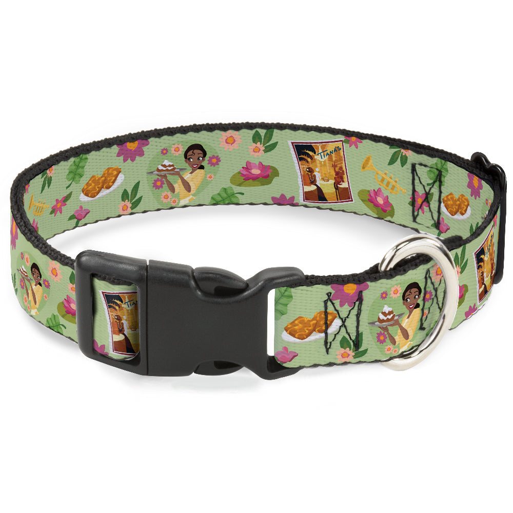 Plastic Clip Collar - The Princess and the Frog Tiana's Place Collage Greens/Pinks