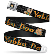 Fred Face Full Color Black Seatbelt Belt - Fred Face/Pose YABBA DABBA DOO Black/Gray/Orange Webbing