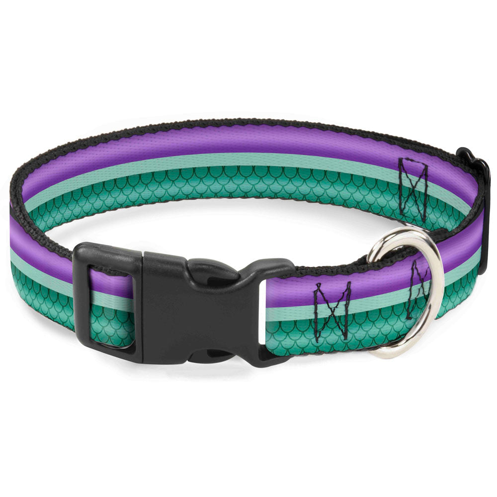 Plastic Clip Collar - Little Mermaid Stripe/Shell Purple/Green/Gold