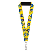 Lanyard - 1.0" - Animaniacs Yakko Wakko and Dot Poses Yellow Blue