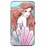 Hinged Wallet - The Little Mermaid Ariel Over Shoulder Sketch Pose + Tail Shells Kelp Blues Pinks