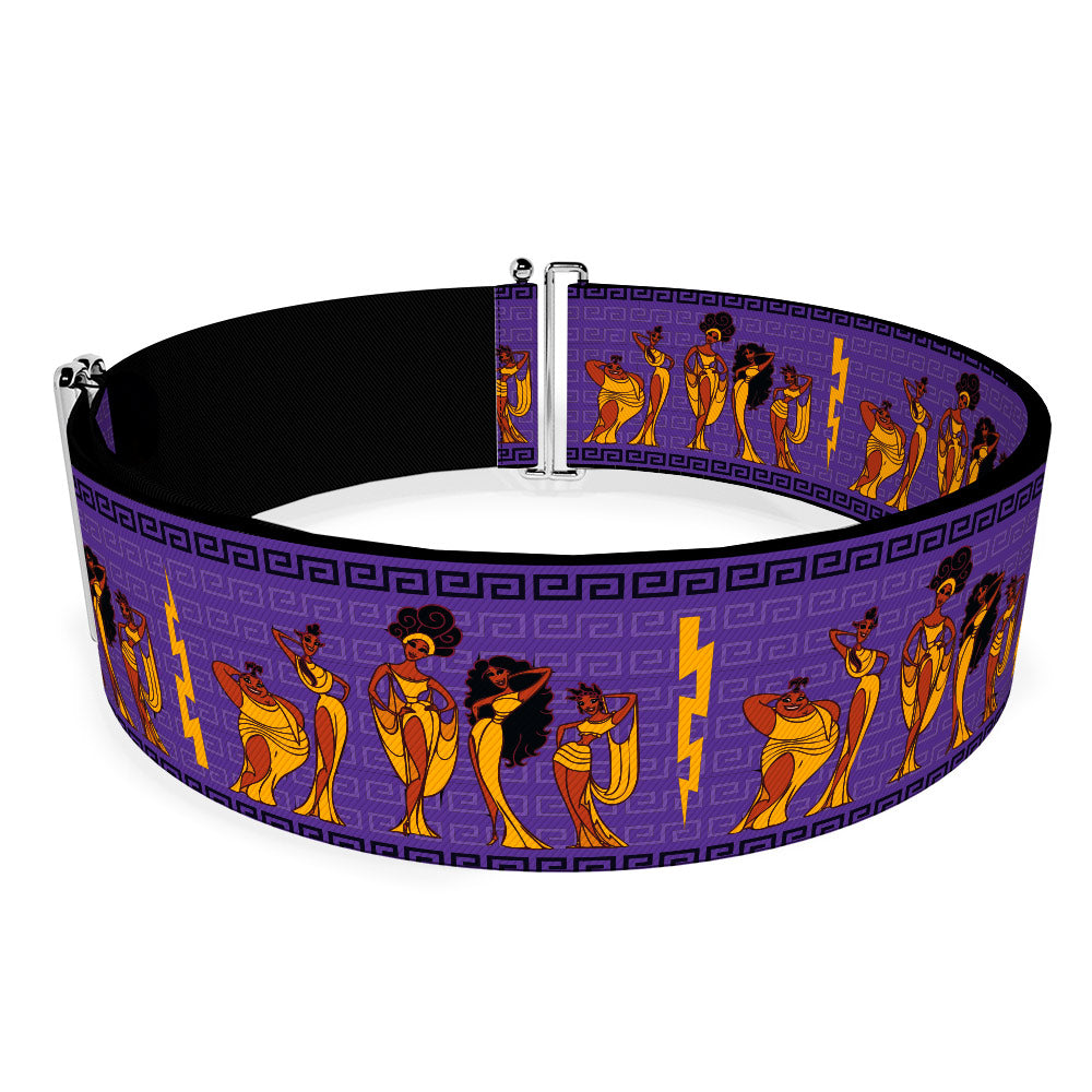 Cinch Waist Belt - Hercules The Muses Group Pose Greek Key Purples