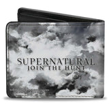 Bi-Fold Wallet - Supernatural 4-Character Poses + SUPERNATURAL-JOIN THE HUNT Clouds Grays Black