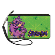 Canvas Zipper Wallet - LARGE - SCOOBY-DOO Shaggy Carrying Scooby Pose and Spider Webs Greens