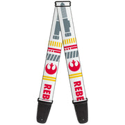 Guitar Strap - Star Wars REBEL PILOT Rebel Alliance Insignia Lightsaber X-Wing Fighter White Red Yellow Gray