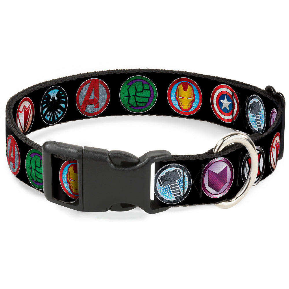 Plastic Clip Collar - 9-Avenger Icons Black/Multi Color