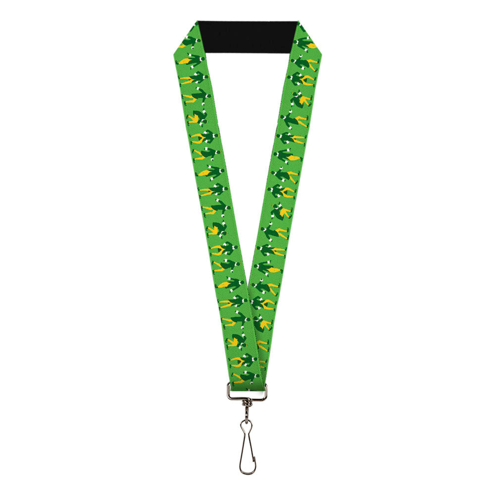 Lanyard - 1.0" - Elf Buddy the Elf Silhouette Poses Greens White Yellow