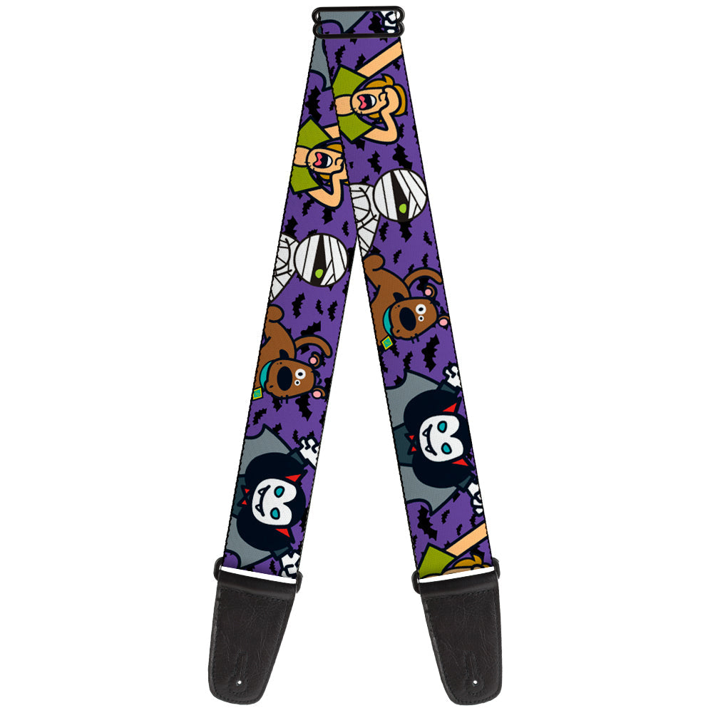 Guitar Strap - Mini Scooby Doo Halloween Bats Purple Black