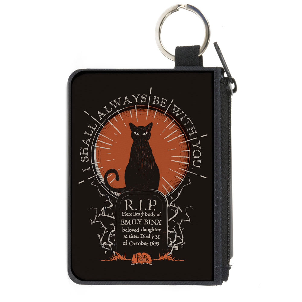 Canvas Zipper Wallet - MINI X-SMALL - HOCUS POCUS Cat Emily Binx I SHALL ALWAYS BE WITH YOU Black White Orange