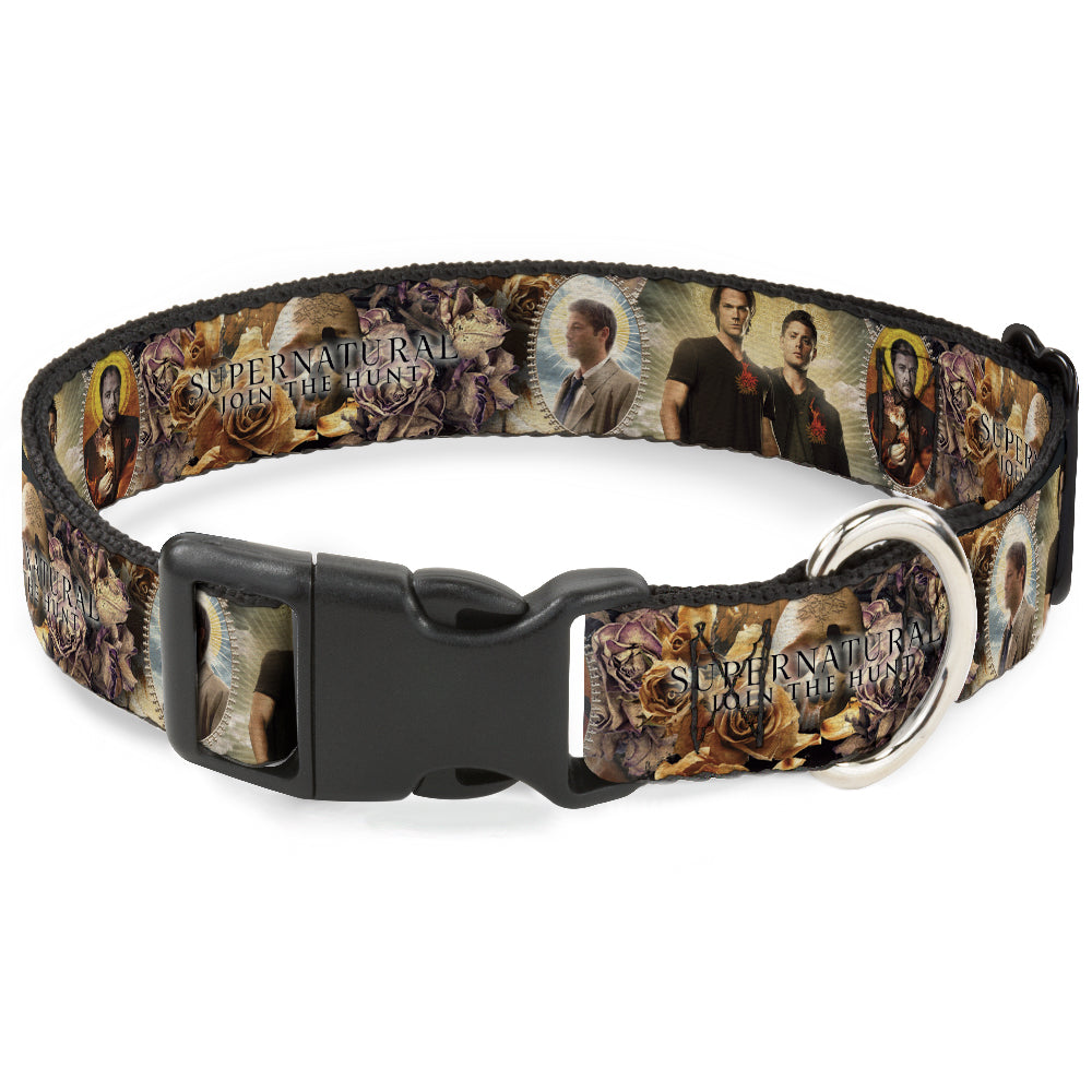 Plastic Clip Collar - SUPERNATURAL 4-Character Saintly Icons/Skull & Roses