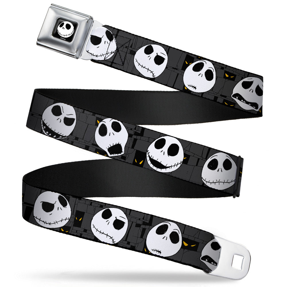 Jack Smile Full Color Seatbelt Belt - Nightmare Before Christmas Jack Expressions Gray Webbing