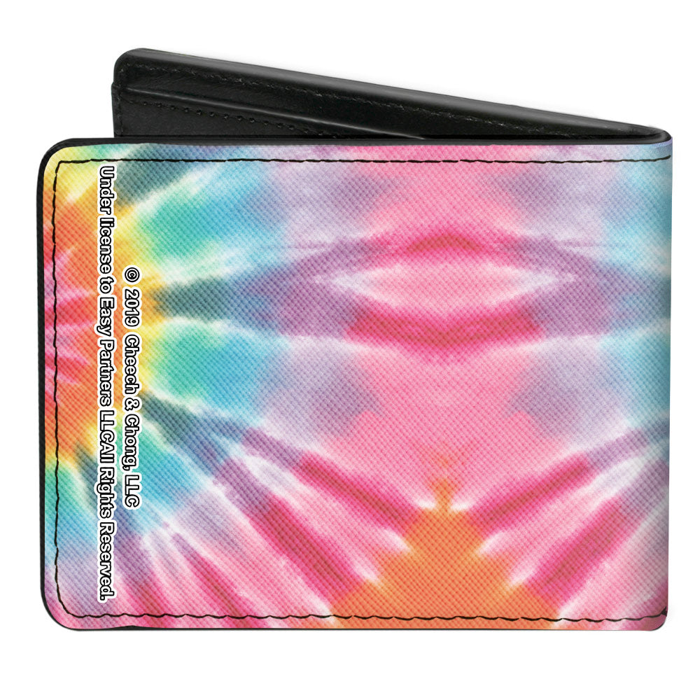 Bi-Fold Wallet - CHEECH & CHONG Caricature Faces Tie Dye Multi Color Black