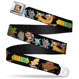 Dog & Cat Pose Full Color Seatbelt Belt - CATDOG Group Pose Black/Multi Color Webbing