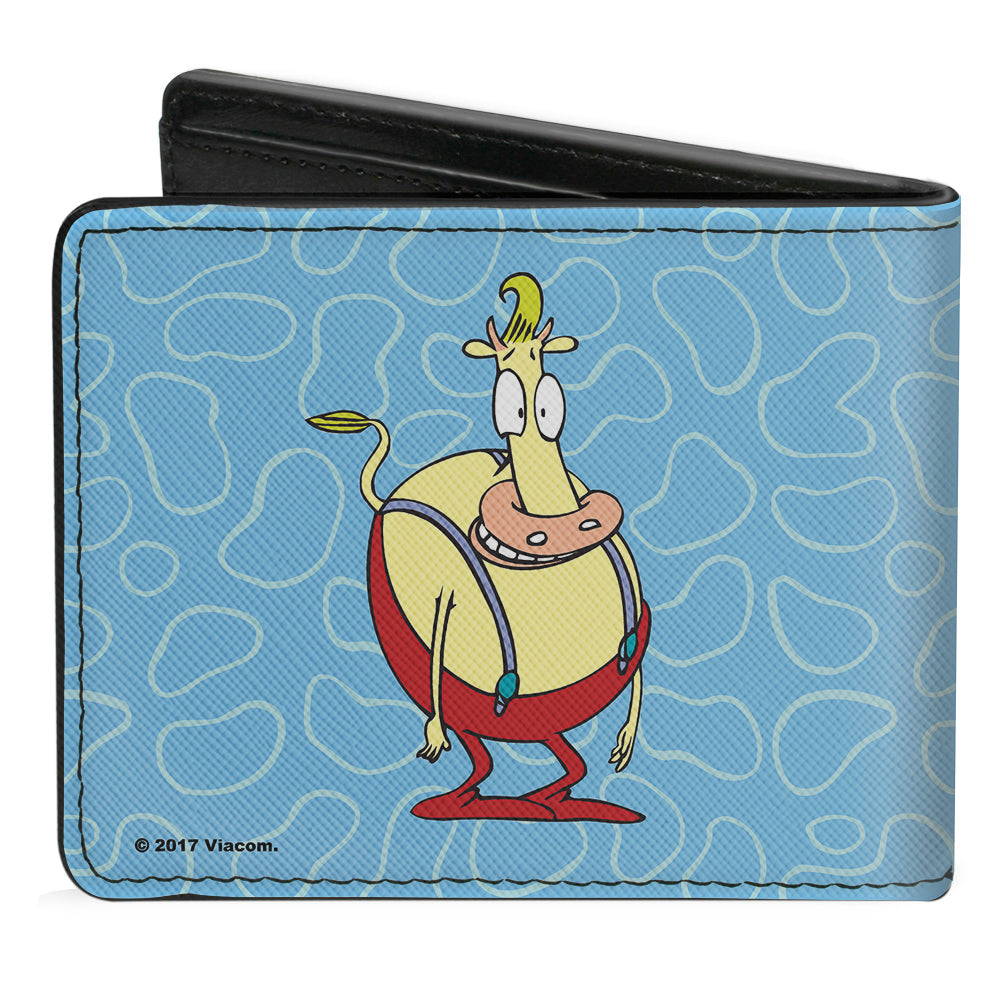 Bi-Fold Wallet - Rocko & Spunky Pose3 + Heffer Pose Blue White