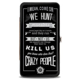 Hinged Wallet - Supernatural Dean CRAZY PEOPLE Quote Winchester Pentagram Black Grays