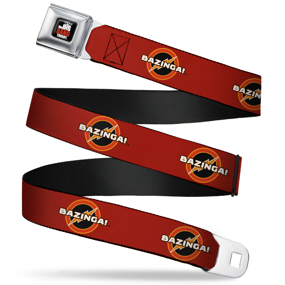 THE BIG BANG THEORY Full Color Black White Red Seatbelt Belt - BAZINGA! Logo Burgundy Webbing