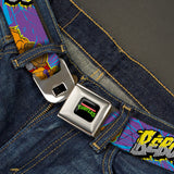 Classic TMNT Logo Full Color Seatbelt Belt - BEBOP Pose/Shatter Purple/Blues/Yellow/Gray Webbing