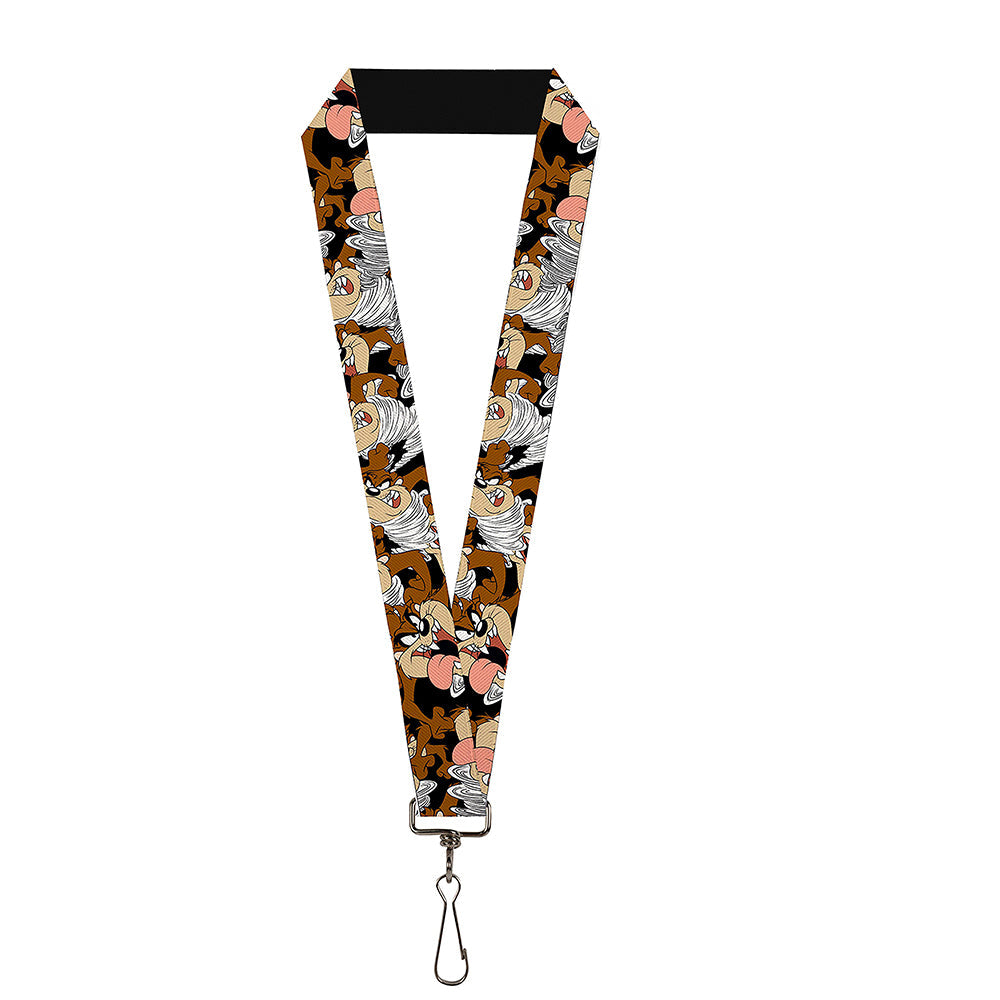 Lanyard - 1.0" - Tasmanian Devil Vortex Poses Stacked Charcoal