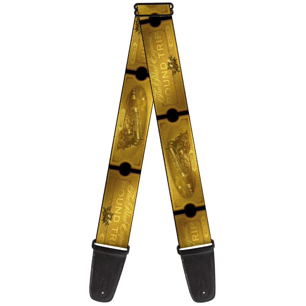 Guitar Strap - THE POLAR EXPRESS ROUND TRIP Ticket Black Golds