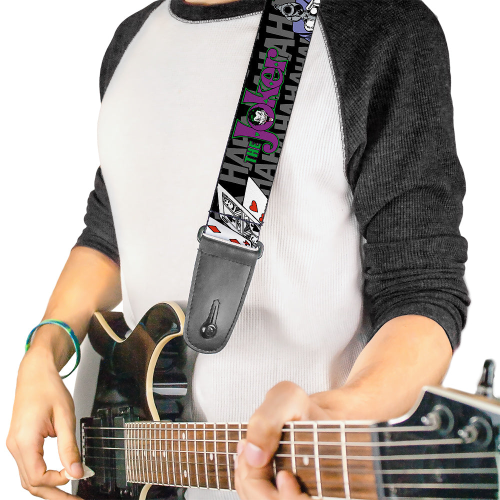 Guitar Strap - The Joker Pose Cards HAHAHAHA Black Gray