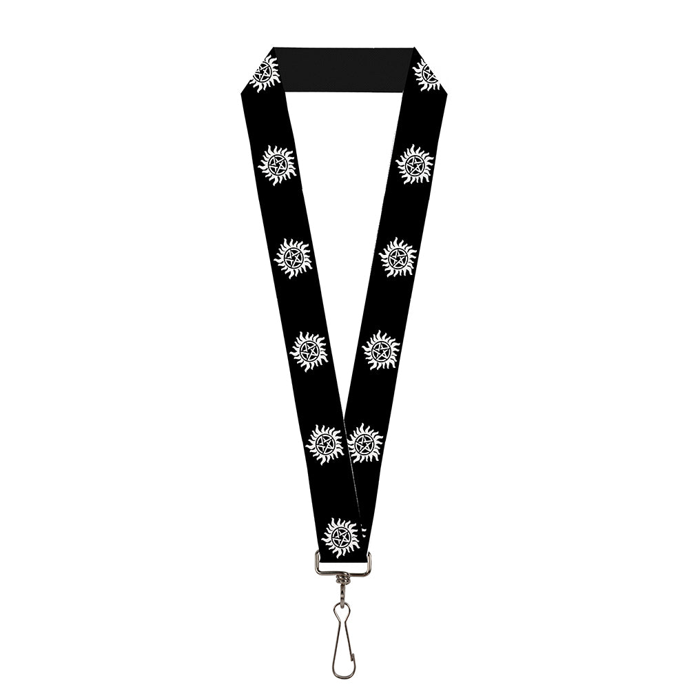 Lanyard - 1.0" - Winchester Pentagram Repeat Black White