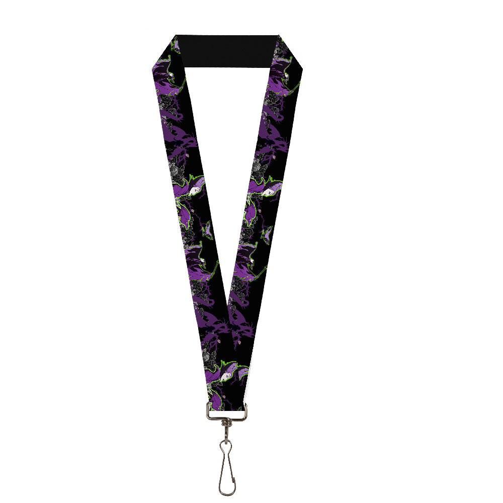 Lanyard - 1.0" - Maleficent & Diablo Black Roses Purples