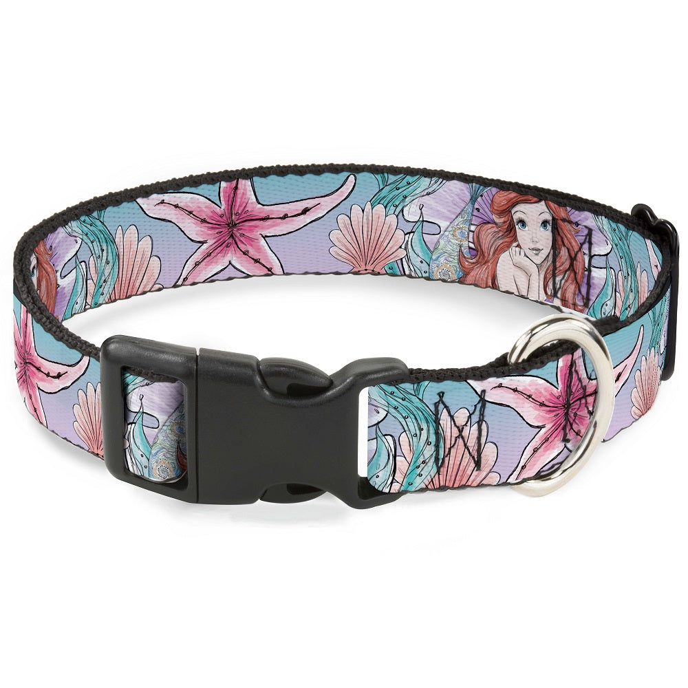 Plastic Clip Collar - The Little Mermaid Ariel Sketch4 Pose/Shells/Kelp Blues/Pinks