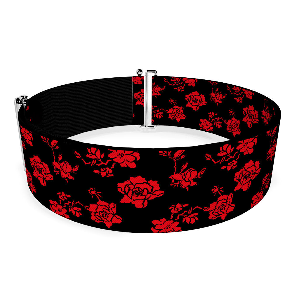 Cinch Waist Belt - MULAN Kanji Floral Collage Black Red