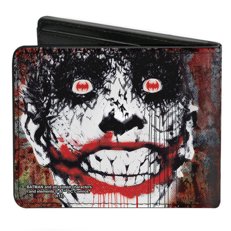 Bi-Fold Wallet - Detective Comics #880 Joker Bat Face Cover Splatter Multi Color White Black Red