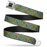 Classic TMNT Logo Full Color Seatbelt Belt - Classic Teenage Mutant Ninja Turtles Expression & Pose Turtle Shell Collage Lavender Webbing