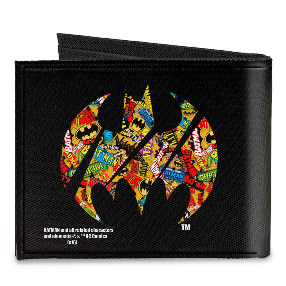 Canvas Bi-Fold Wallet - Bat Signal Black Logos Stacked