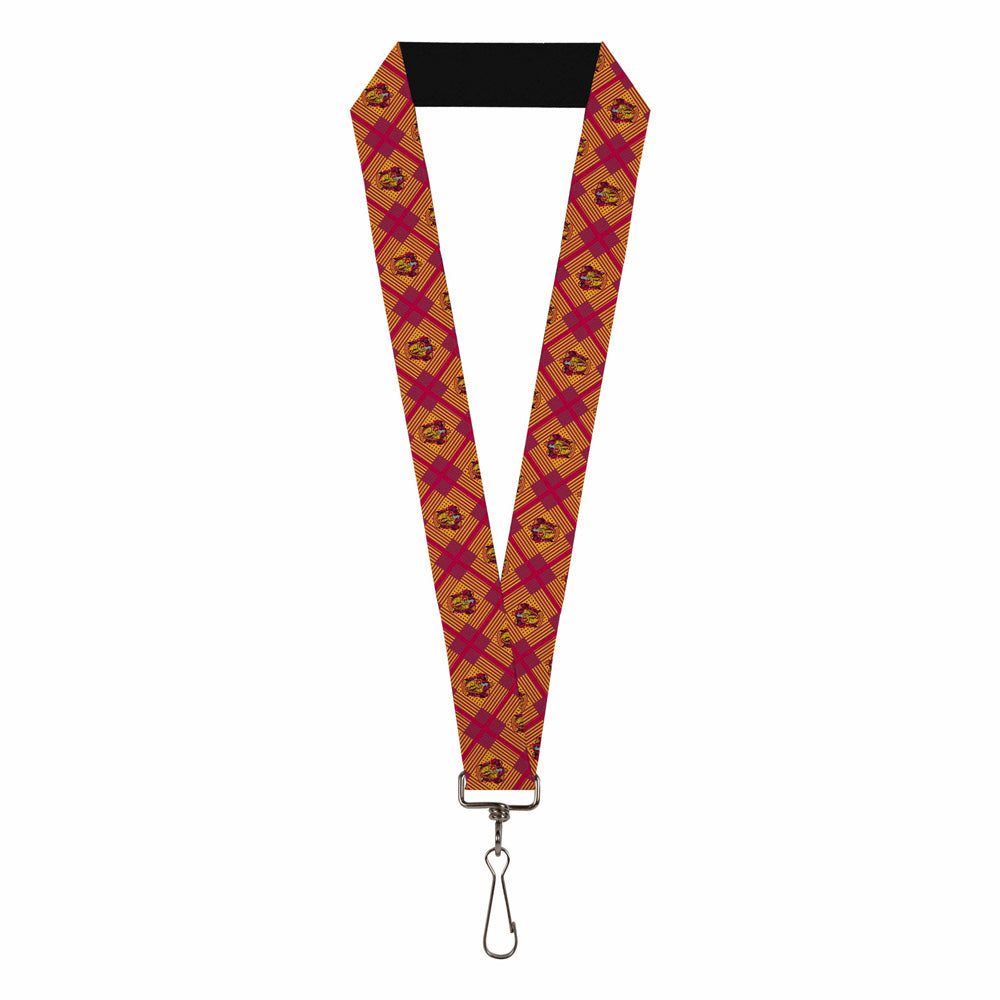 Lanyard - 1.0" - Harry Potter Gryffindor Crest Plaid Reds Gold