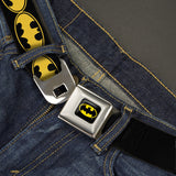 Batman Full Color Black Yellow Seatbelt Belt - Bat Signal-3 Black/Yellow/Black Webbing