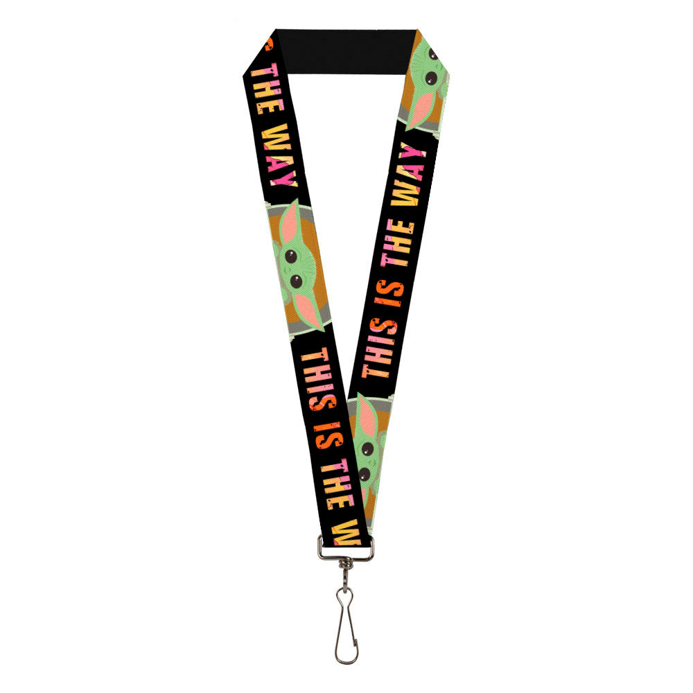 Lanyard - 1.0" - Star Wars The Child Chibi Pod Pose THIS IS THE WAY Black Multi Color