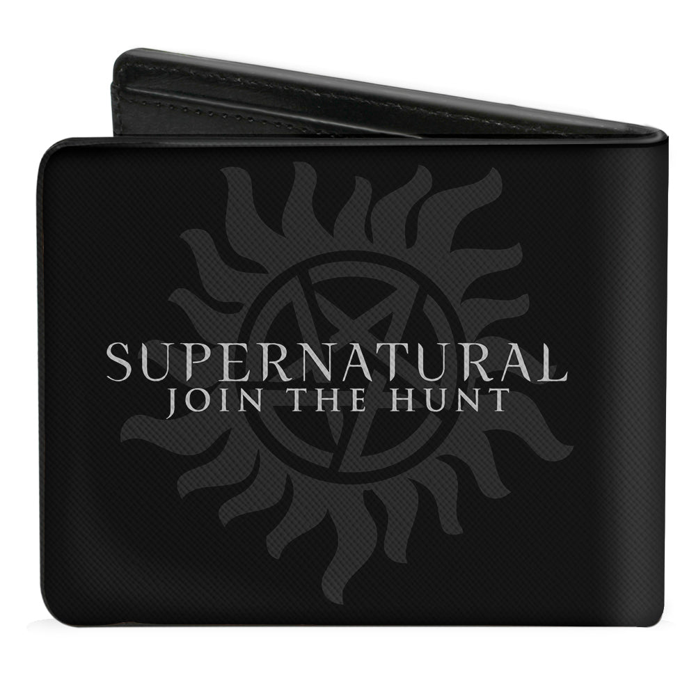 Bi-Fold Wallet - Supernatural SAVING PEOPLE, HUNTING THINGS + Logo Black Gray White