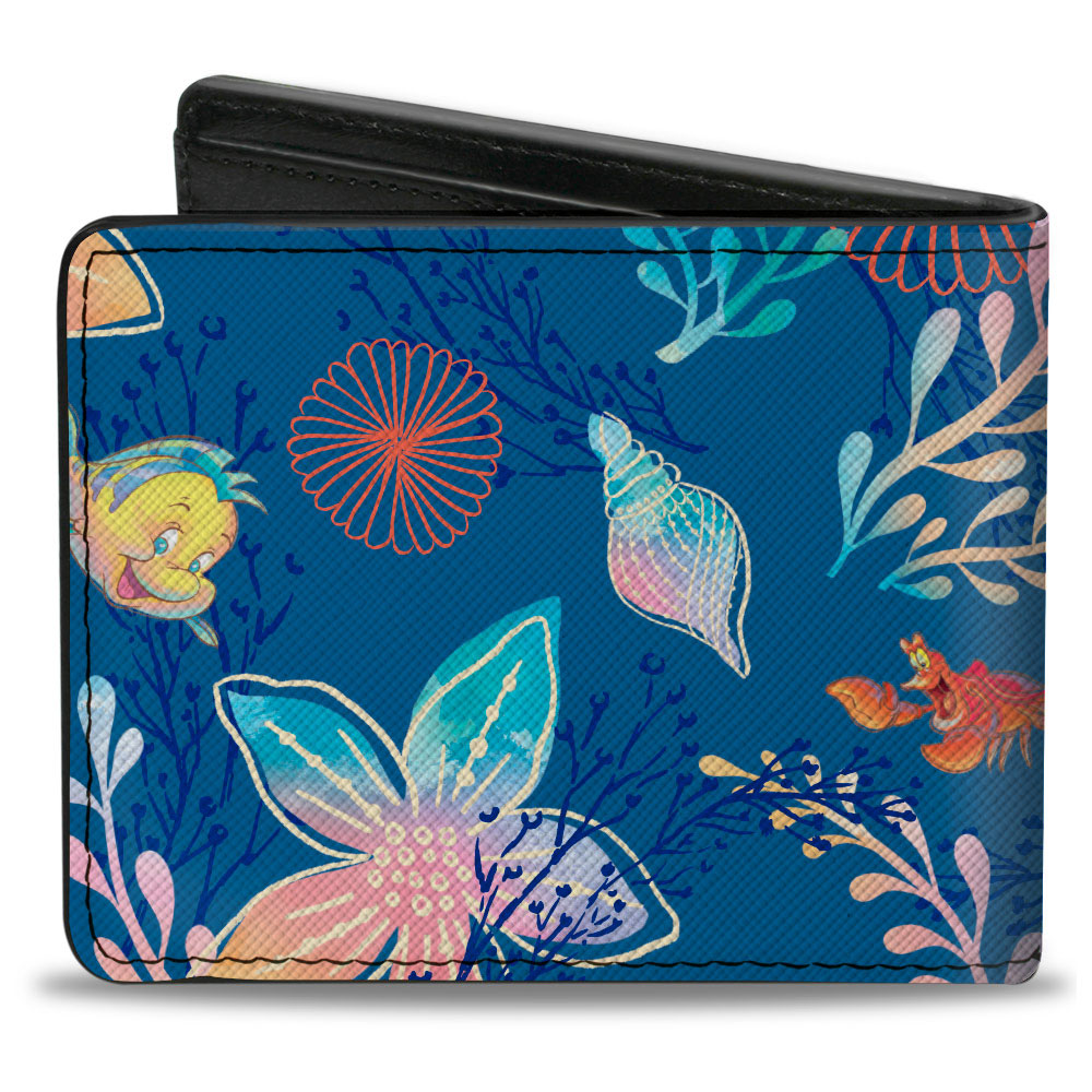 Bi-Fold Wallet - The Little Mermaid Flounder and Sebastian Under the Sea Blues